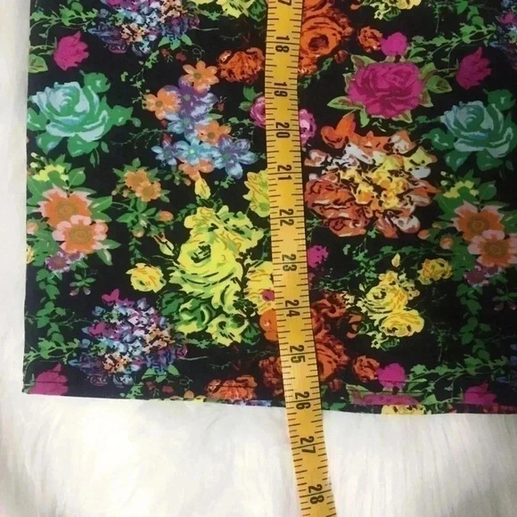 Black Floral Pencil Skirt with Neon Flowers - Picture 3 of 3